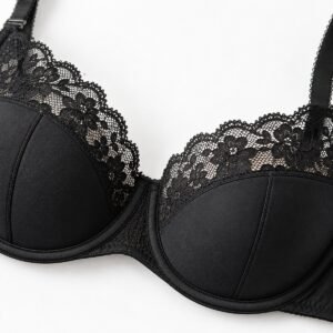Black balconette bra scalloped lace neckline macro – custom half cup bra manufacturer