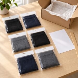Individually bagged boxer briefs black navy and charcoal made-to-order bulk men's underwear