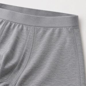 Cotton boxer brief mid grey waistband and side seam detail made-to-order bulk men's underwear