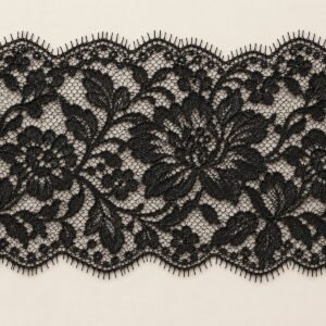 Black lace embroidery fabric macro detail – custom lace panties manufacturer