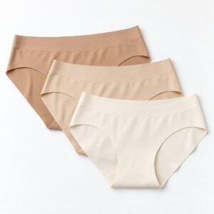 Seamless nude tone panties flatlay – OEM no-show seamless underwear from 50 pcs