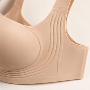 Wireless full coverage bra nude wide side wing detail OEM plus size bra manufacturer