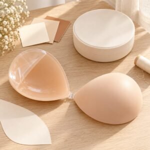 Self adhesive backless silicone bra cups light beige and cream OEM silicone bra supplier