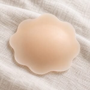 Flower petal silicone nipple cover light beige feathered edge detail OEM silicone bra supplier