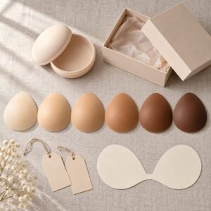 Silicone bra cups cream to deep cocoa skin tones with blank packaging OEM silicone bra supplier