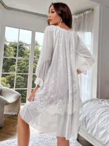 white chiffon lace nightgown back