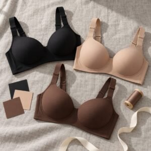 Everyday wireless bras black warm nude and cocoa brown made-to-order wholesale bras and panties