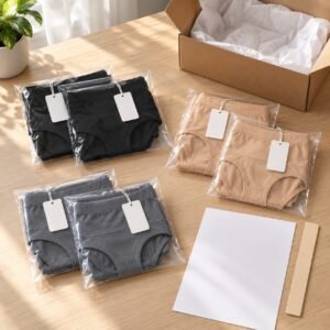 Individually bagged cotton briefs black nude and grey made-to-order wholesale lingerie