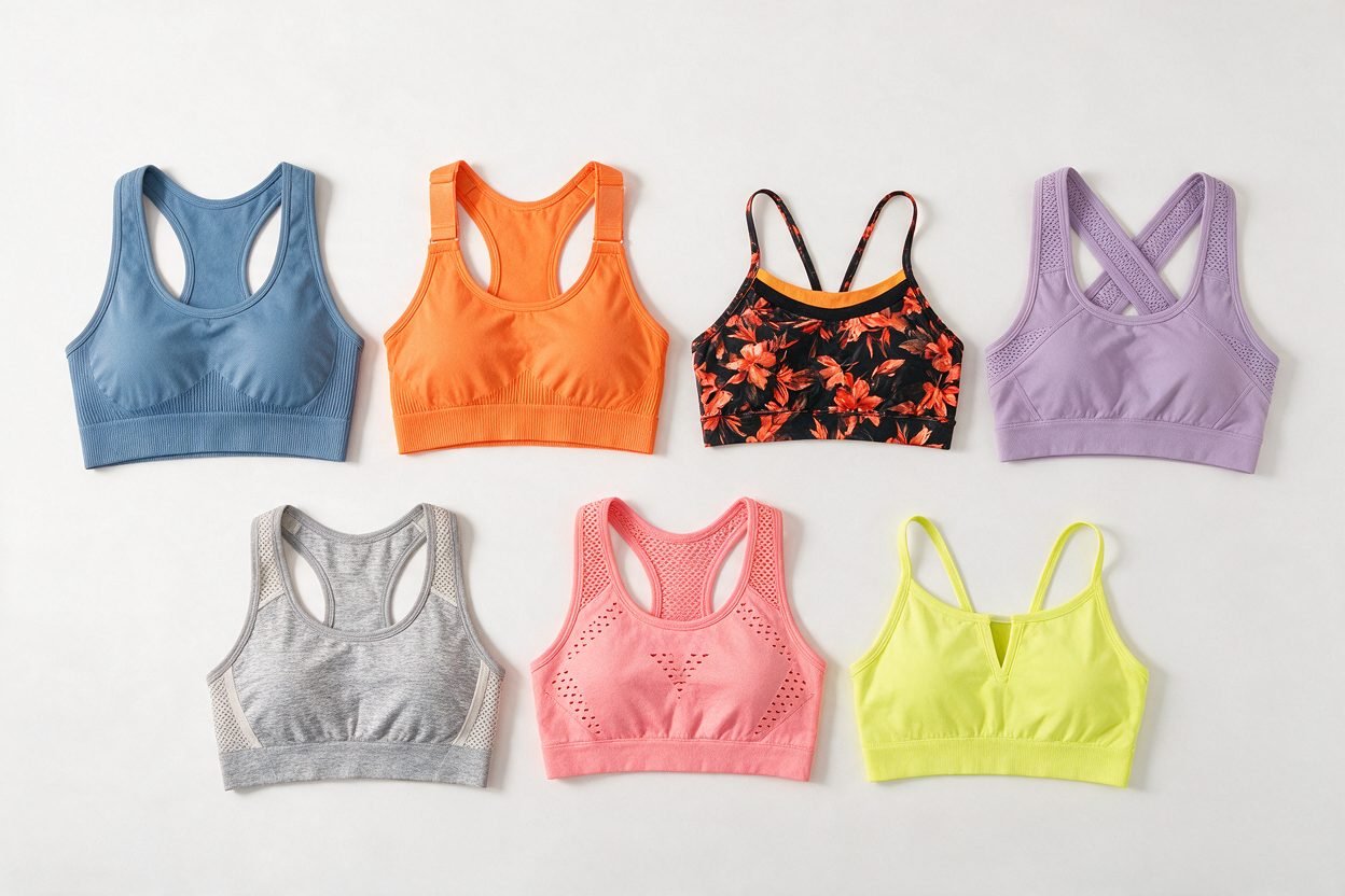 Wholesale Sports Bras Multicolor Flatlay