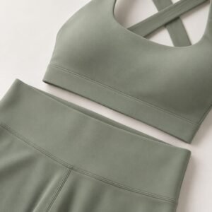 Matching legging waistband and sports bra underband sage green made-to-order wholesale sports bras